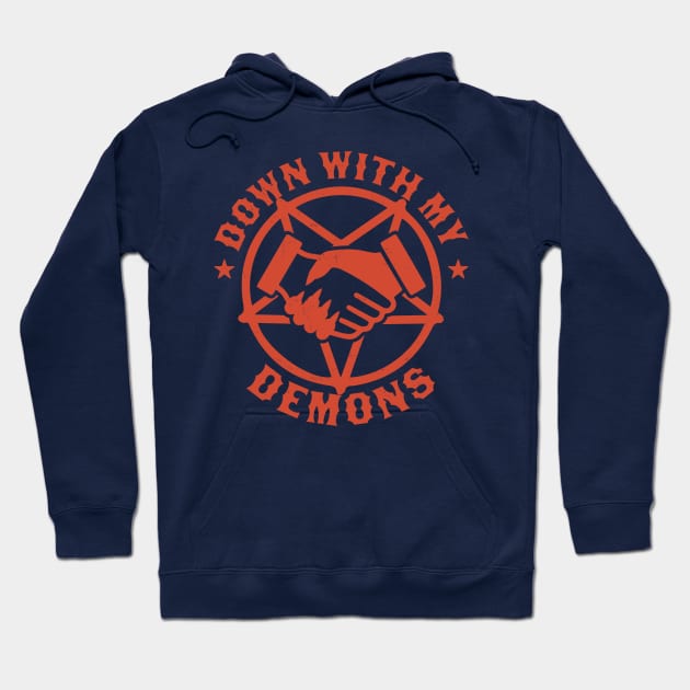 Down With My Demons Deal Handshake Gothic Goth Retro Vintage Hoodie by OrangeMonkeyArt